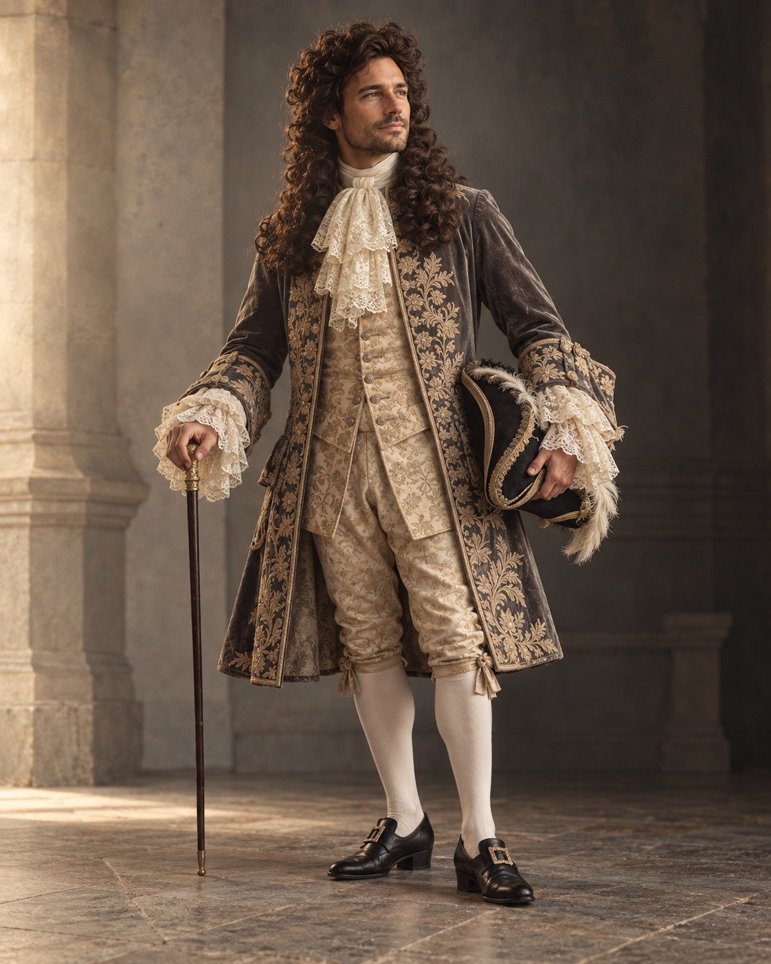 Conceptual photograph of elaborate historical court dress
